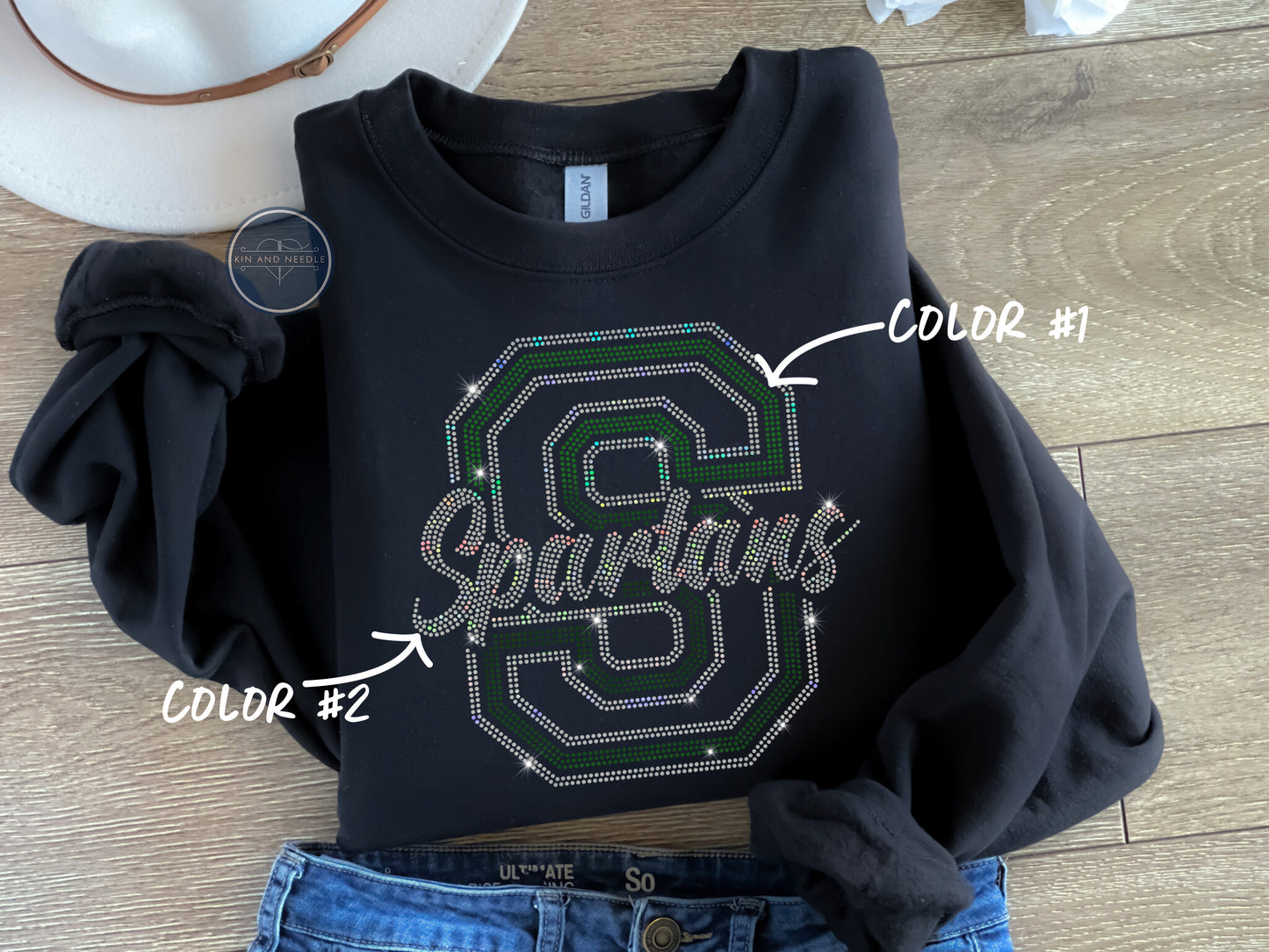 Spartans Capital Letter Spangled Top (Finished Apparel)
