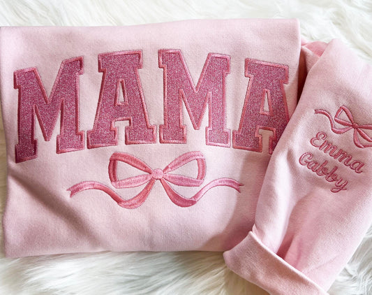 Mama Coquette Bow Embroidered Top