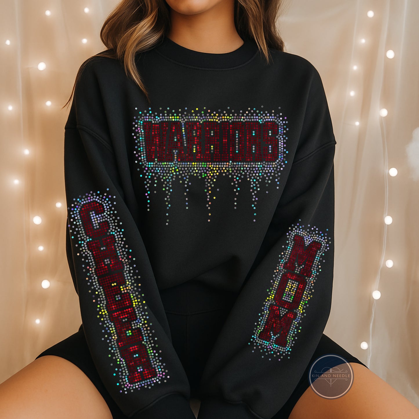 Mom Custom Team Name Spangled Sweatshirt or Hoodie  (Finished Apparel)